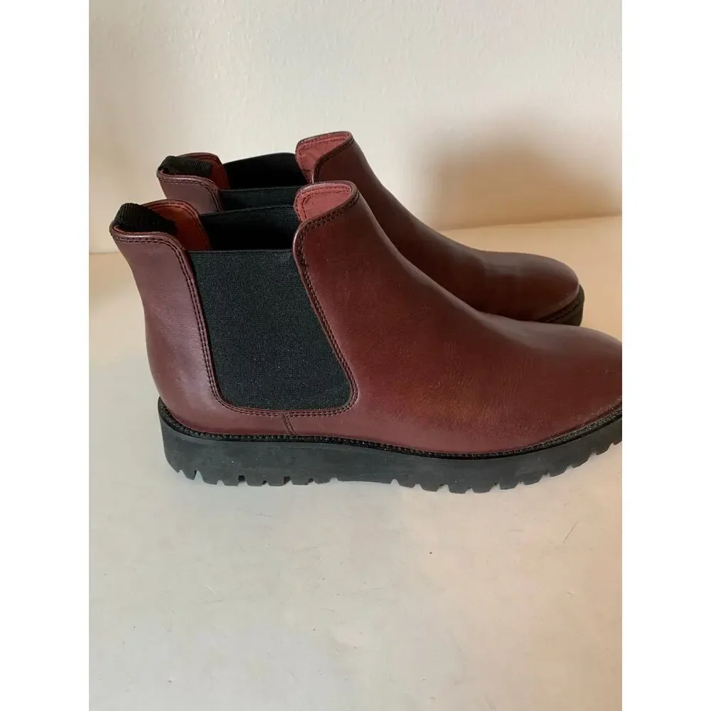 Frau leather cognac Chelsea booties from Italy size 8 Med